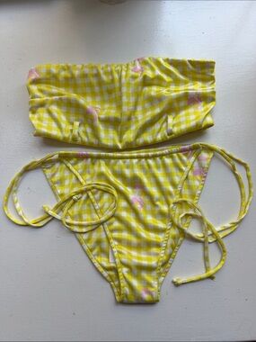POSTER GIRL Yellow and Pink Gingham Swim Set